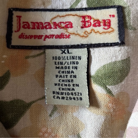 Vintage Jamaica Bay Linen Floral Tropical Button Up Shirt Size XL Single stitch - Picture 6 of 8